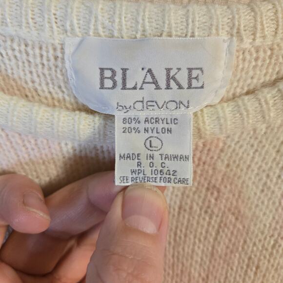 Blake by Devon Cream Knit Sweater Size Large 0270 - Picture 6 of 8